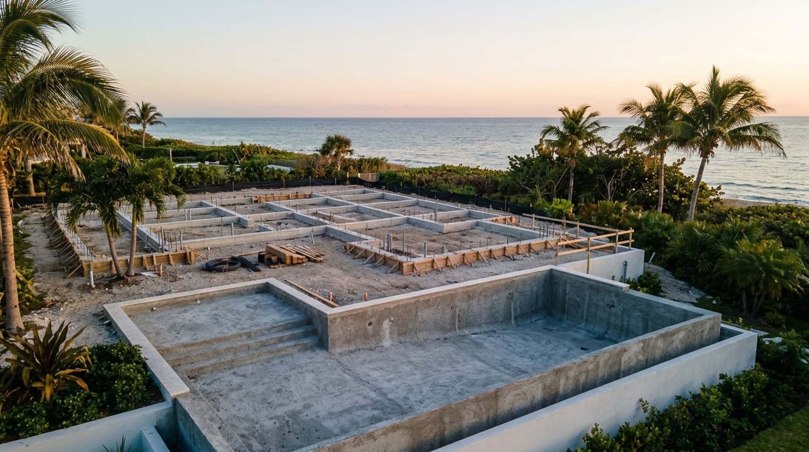 Grade beams poured
